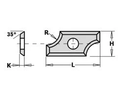 CMT Plaquette Réversible Spéciale 790.030.00 Lame De Rechange HW Profil 19,5 X 9 X 1,5 Mm Rayon 3 Mm 10 Pièces