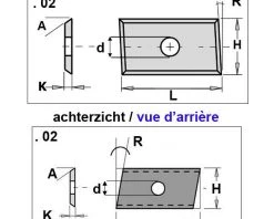 CMT Plaquette Réversible Standard 790.160.15.02 Couteau HWM Incliné 02