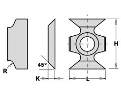 CMT Plaquette Réversible Spéciale 790.161.00 Lame De Rechange HW Profil 16 X 22 X 5 Mm Rayon 1,5 10 Pièces