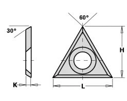 CMT Plaquette Réversible Spéciale 790.220.02 Lame De Rechange HW 3 Côtés (triangle) 22 X 19 X 2 Mm 10 Pièces