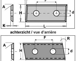 CMT Plaquette Réversible Standard 790.257.12PP Couteaux HWM Z4 Avec 2 Trous Et Côtés Inclinés 25,7x12x1,5 (2 Pièces)